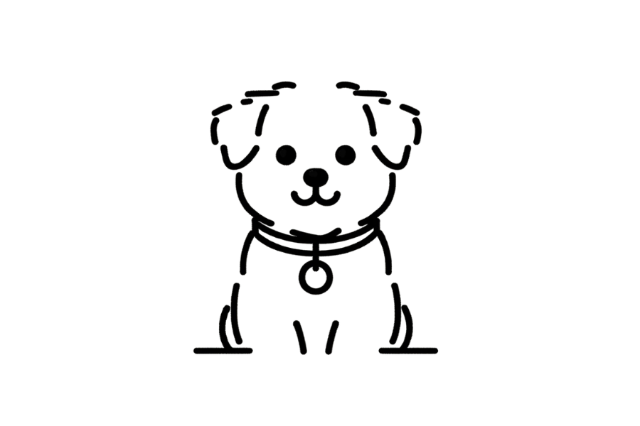 🐶 Easy Cute Dog with Collar Tag Drawing Template