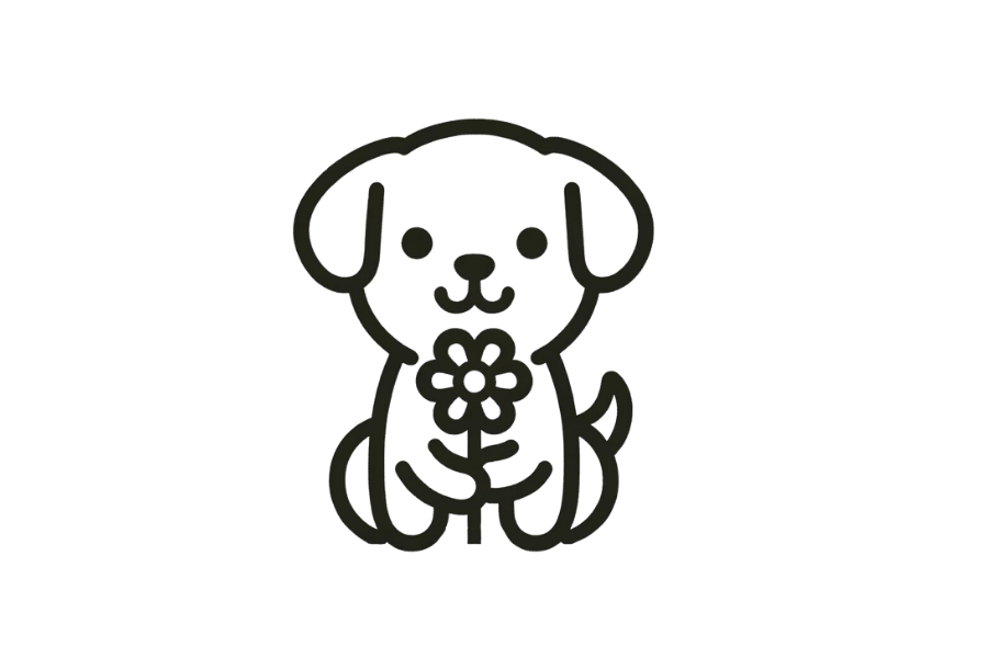 🌸 Easy Cute Dog with Flower Drawing Template