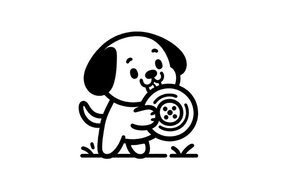 🥏 Easy Cute Dog with Frisbee Drawing Template