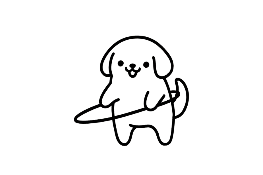 Dog with Hula Hoop tracing base (lower opacity)
