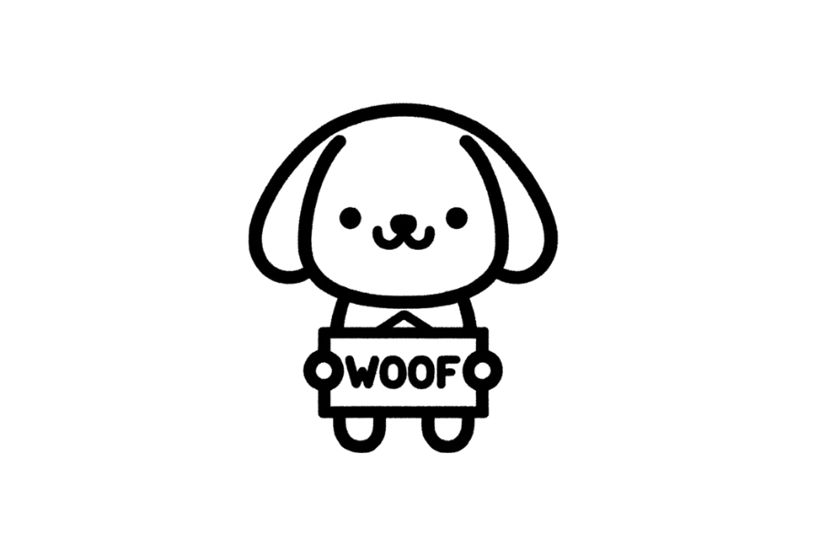 Dog with Woof Sign tracing base (lower opacity)