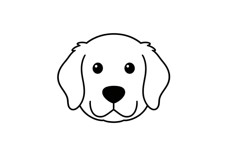 🐶 Easy Cute Golden Retriever Head Drawing Template
