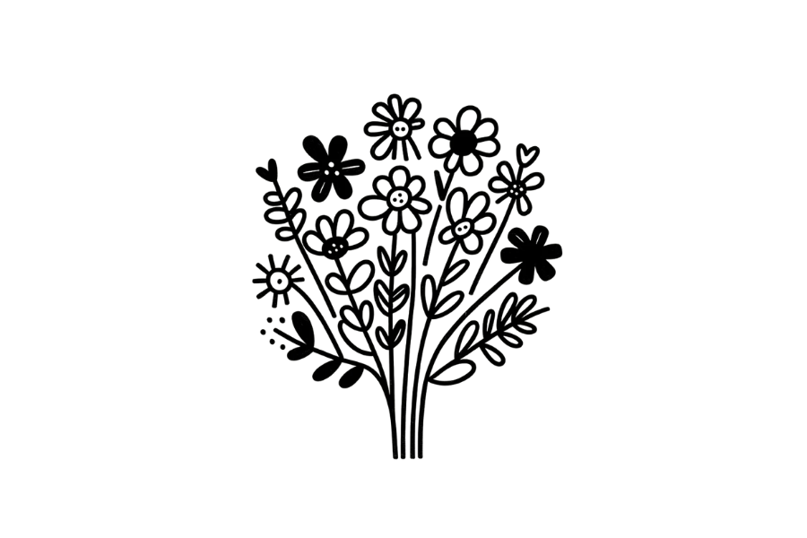 A Bouquet of Flowers doodle tracing base (lower opacity)