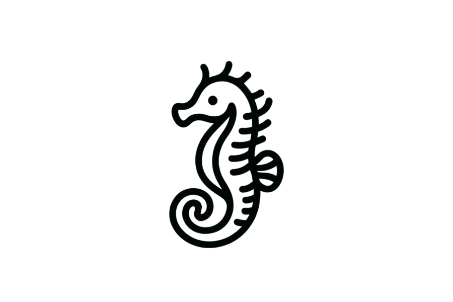 🐠 Seahorse Drawing Template
