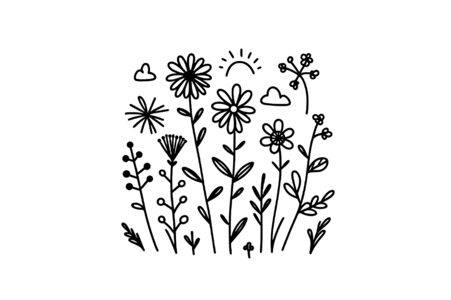 Wildflowers doodle tracing base (lower opacity)