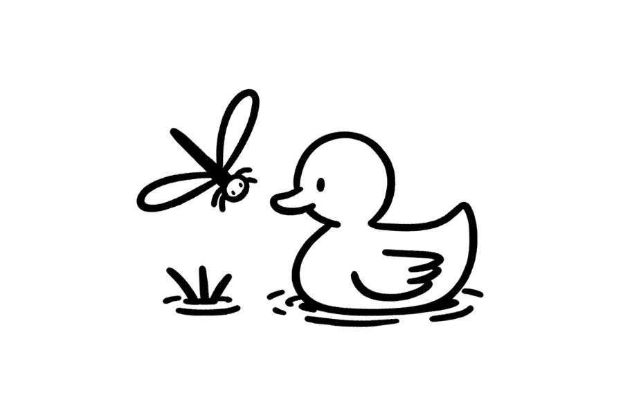 Duck and Dragonfly tracing base (lower opacity)
