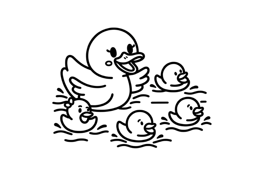 Duck Family at Duck Race tracing base (lower opacity)