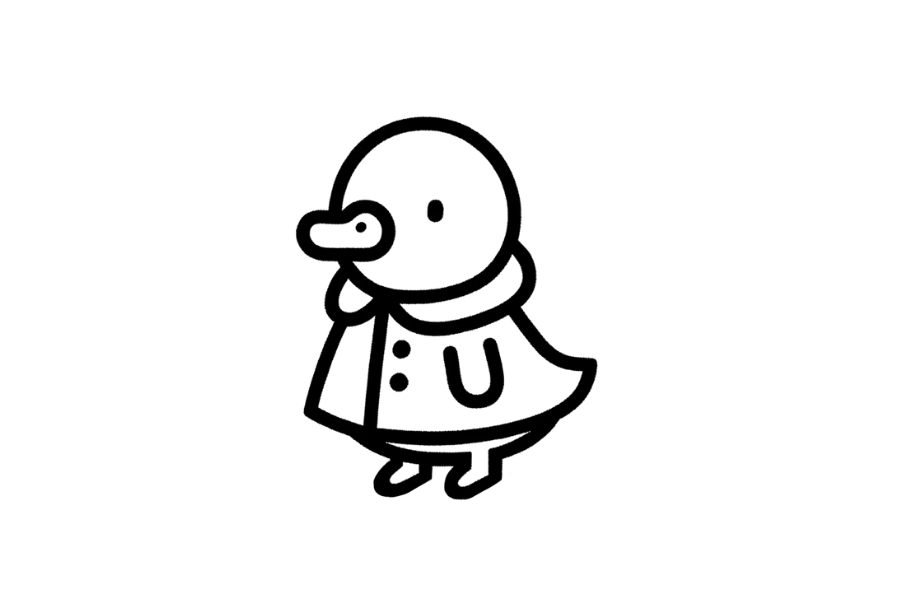 🦆 Easy Cute Duck in Raincoat Drawing Template