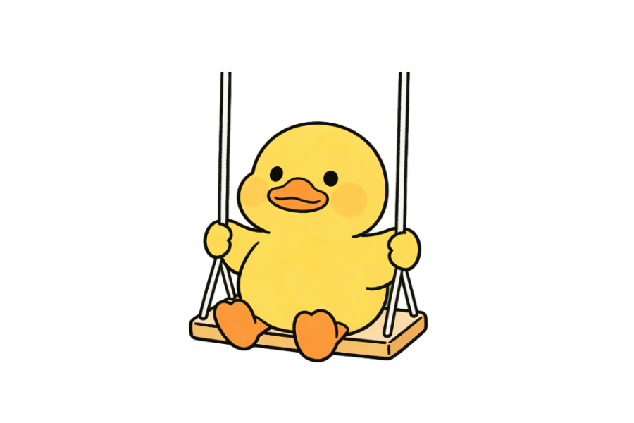🦆 Easy Cute Duck on a Swing Drawing Template