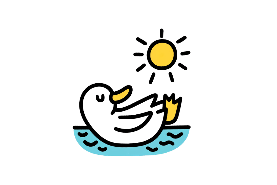 ☀️ Easy Cute Duck Sunbathing Drawing Template