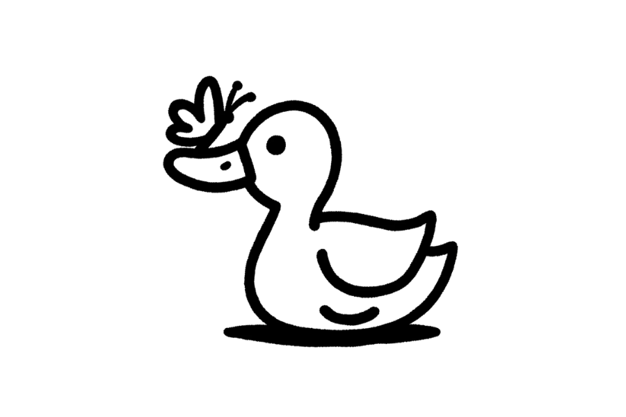 🦋 Easy Cute Duck with Butterfly Drawing Template