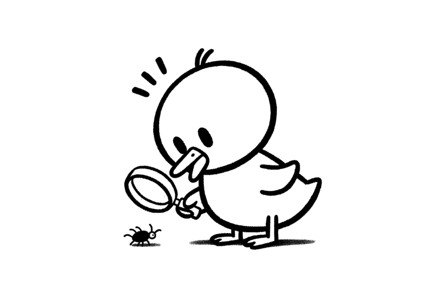🔍 Easy Cute Duck with Magnifying Glass Drawing Template