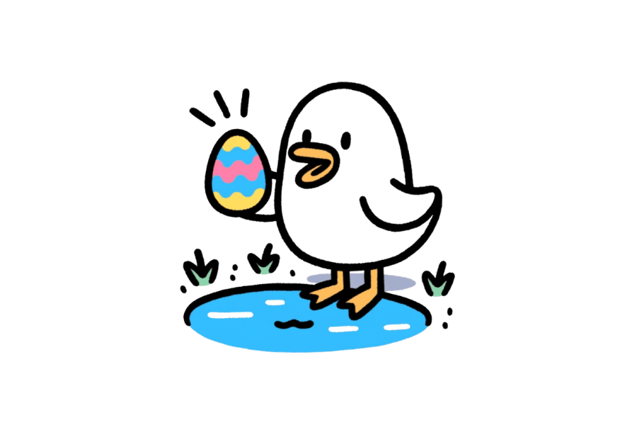 🥚 Easy Cute Duck with Painted Easter Egg Drawing Template