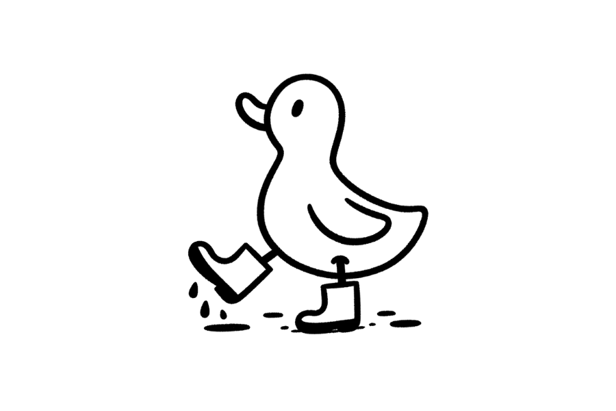 🌧️ Easy Cute Duck with Rain Boots Drawing Template