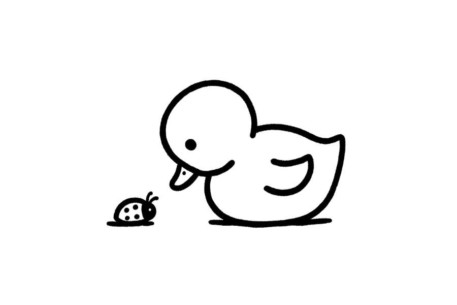 🐛 Easy Cute Duckling and Ladybug Drawing Template