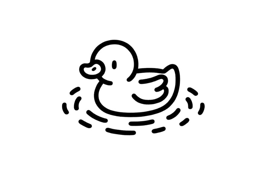 🌊 Easy Cute Duckling in Pond Drawing Template