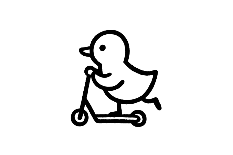 🛴 Easy Cute Duckling on Scooter Drawing Template