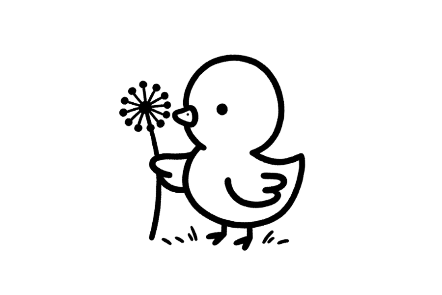 🌾 Easy Cute Ducklings Dandelion Delight Drawing Template
