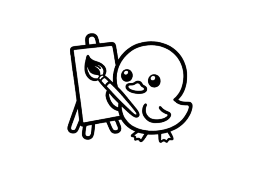 🎨 Easy Cute Ducklings First Art Drawing Template