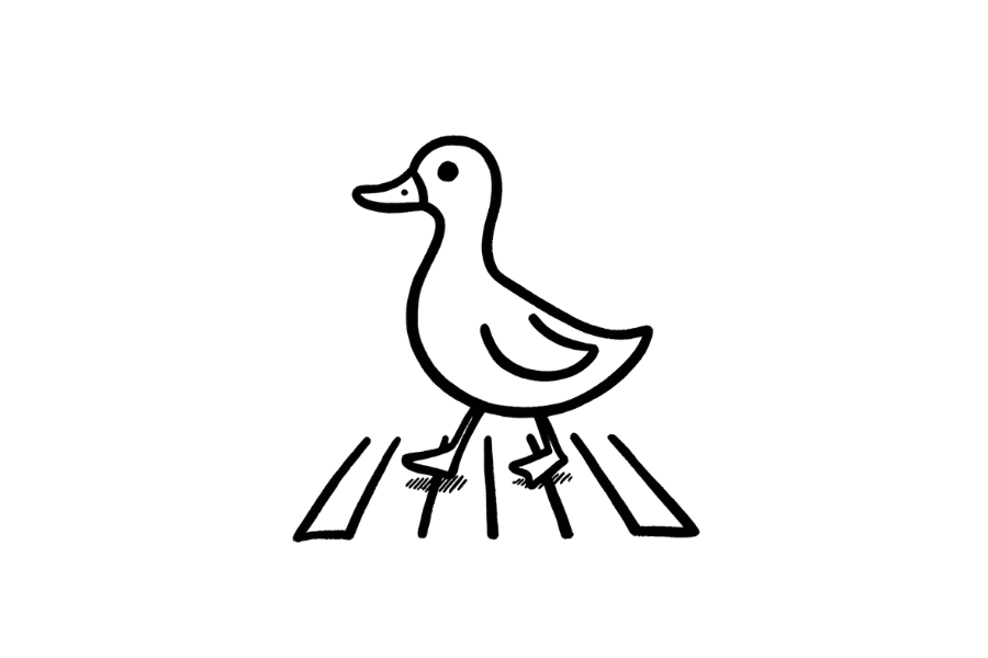 🛣️ Easy Cute Ducks Solo Road Crossing Drawing Template