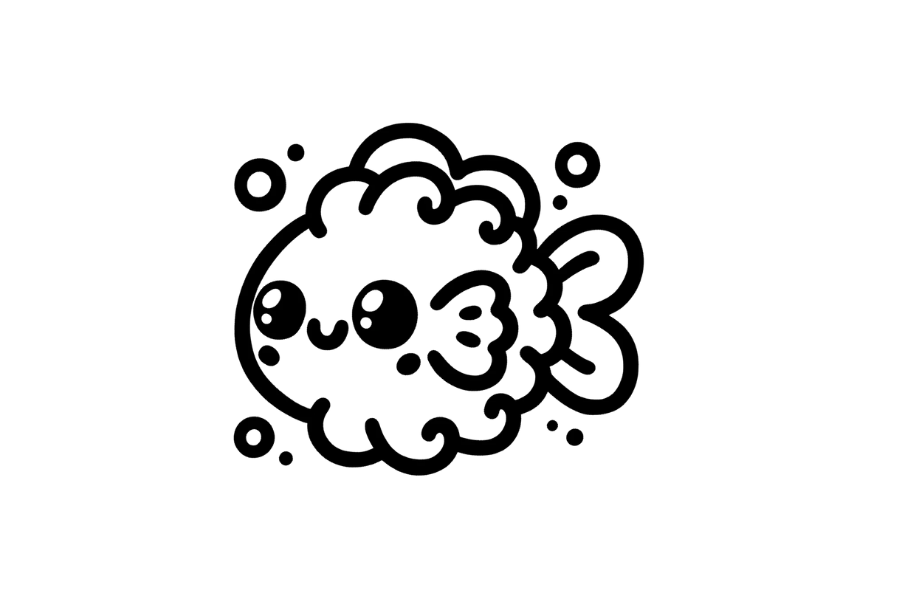 🫧 Easy Cute Bubbly Fish Drawing Template