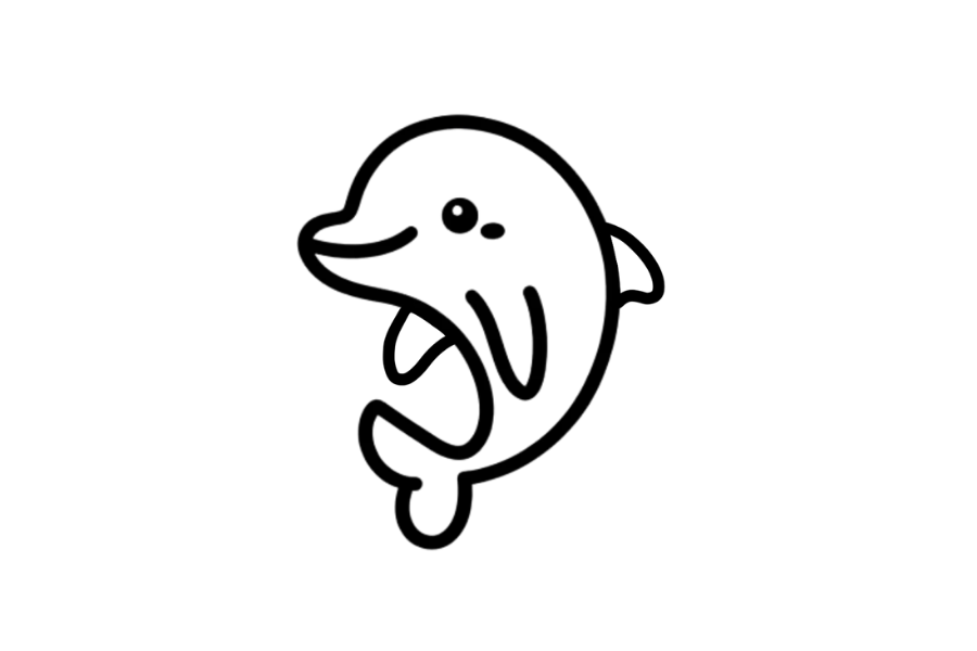 🐬 Easy Cute Dolphin Drawing Template