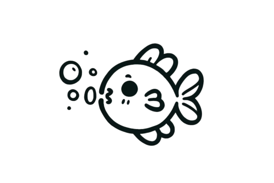 🫧 Easy Cute Fish Blowing Bubbles Drawing Template