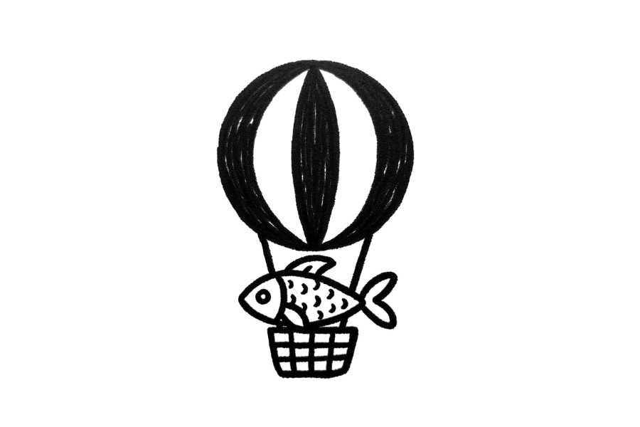 🎈 Easy Cute Fish in Hot Air Balloon Drawing Template
