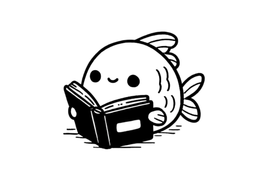 📖 Easy Cute Fish Reading Book Drawing Template