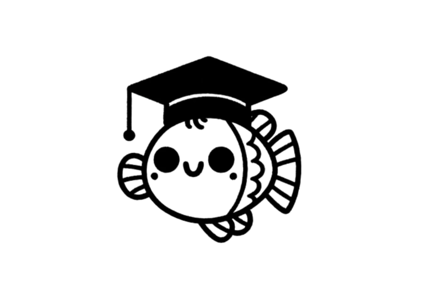 🎓 Easy Cute Fish Wearing Graduation Cap Drawing Template