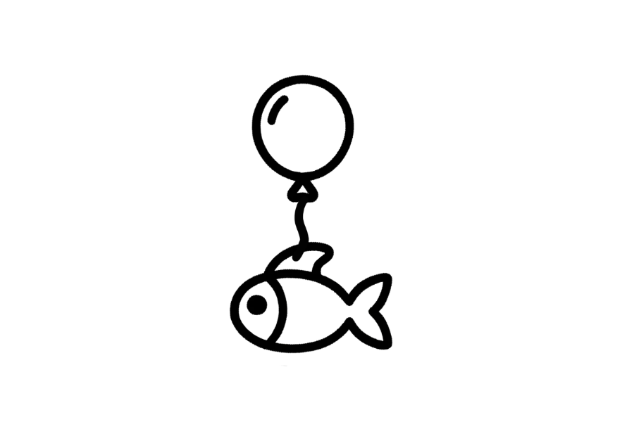 🎈 Easy Cute Fish with Balloon Drawing Template