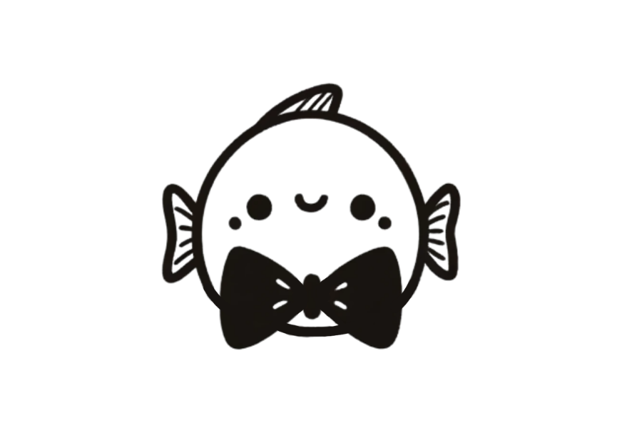 🎀 Easy Cute Fish with Bow Tie Drawing Template