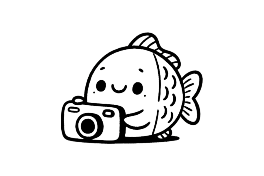 📷 Easy Cute Fish with Camera Drawing Template