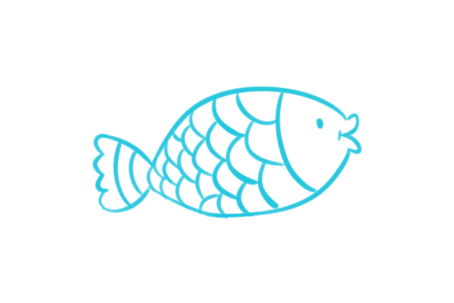 🐟 Easy Cute Fish with Overlapping Scales Drawing Template