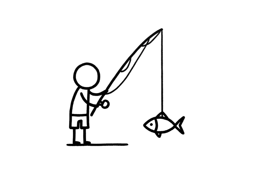 🎣 Easy Cute Fisherman Catch Drawing Template