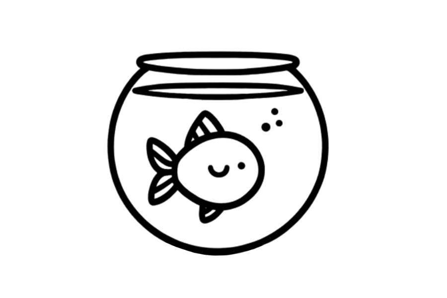 🐠 Easy Cute Goldfish in Bowl Drawing Template