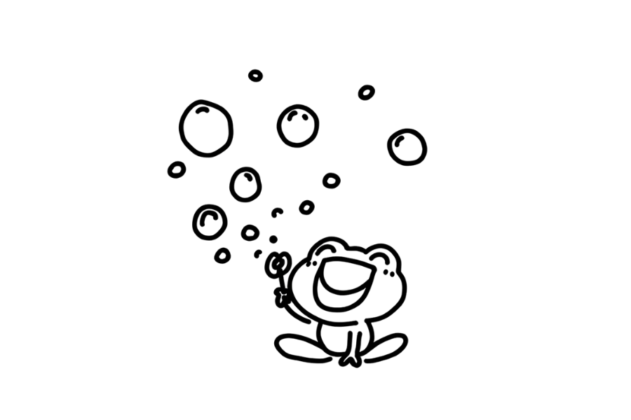 Frog Blowing Bubbles tracing base (lower opacity)