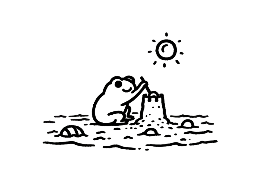 Frog Building Sandcastle tracing base (lower opacity)