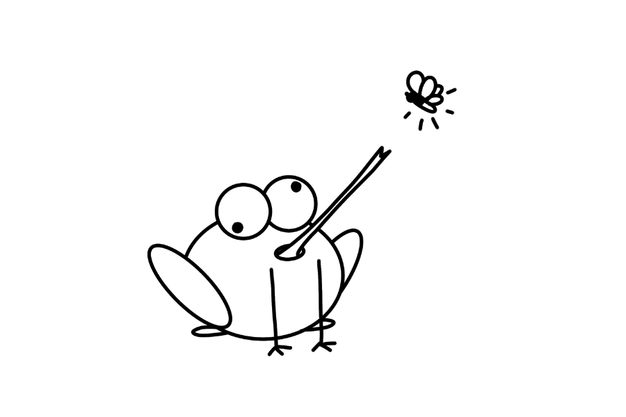 Frog Catching Fireflies tracing base (lower opacity)