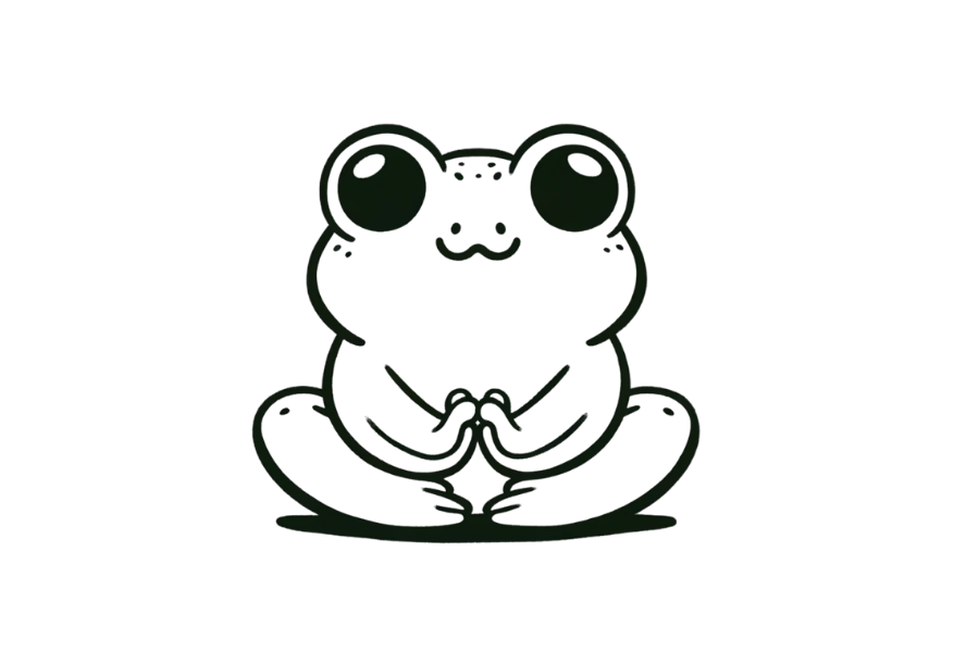 Frog Doing Yoga Pose tracing base (lower opacity)
