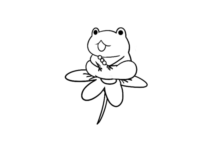 Frog Enjoying Candies tracing base (lower opacity)