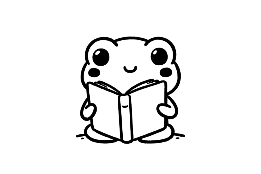 Frog Reading Book tracing base (lower opacity)
