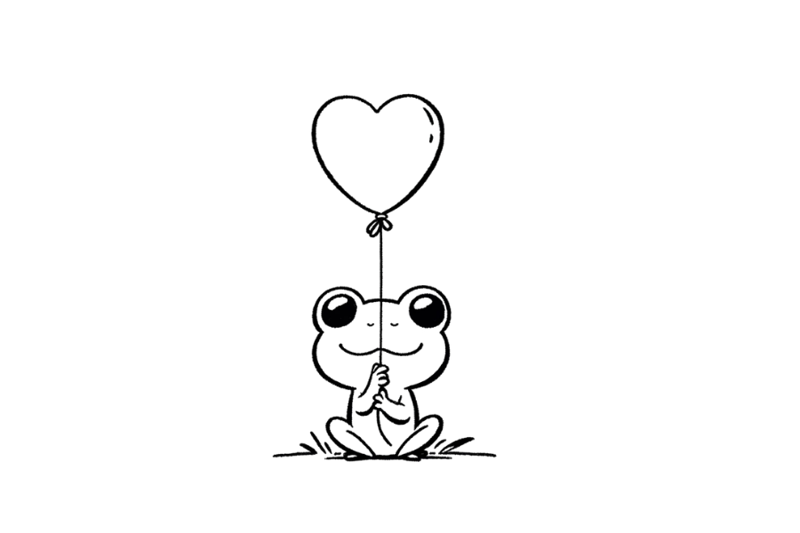 Frog with Heart Shaped Balloon tracing base (lower opacity)