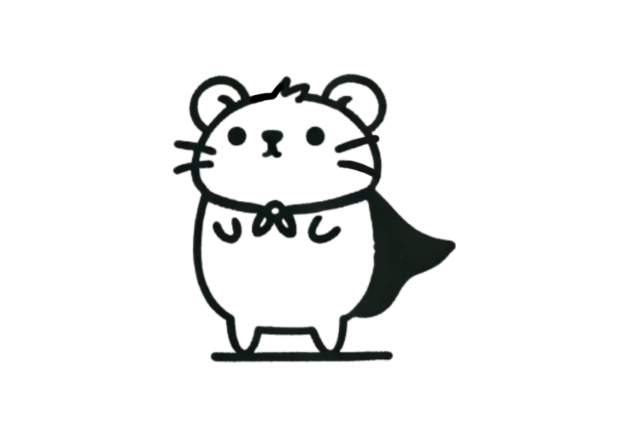 Cool Hamster Wearing Cape tracing base (lower opacity)