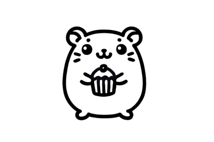 Hamster Holding Cupcake tracing base (lower opacity)