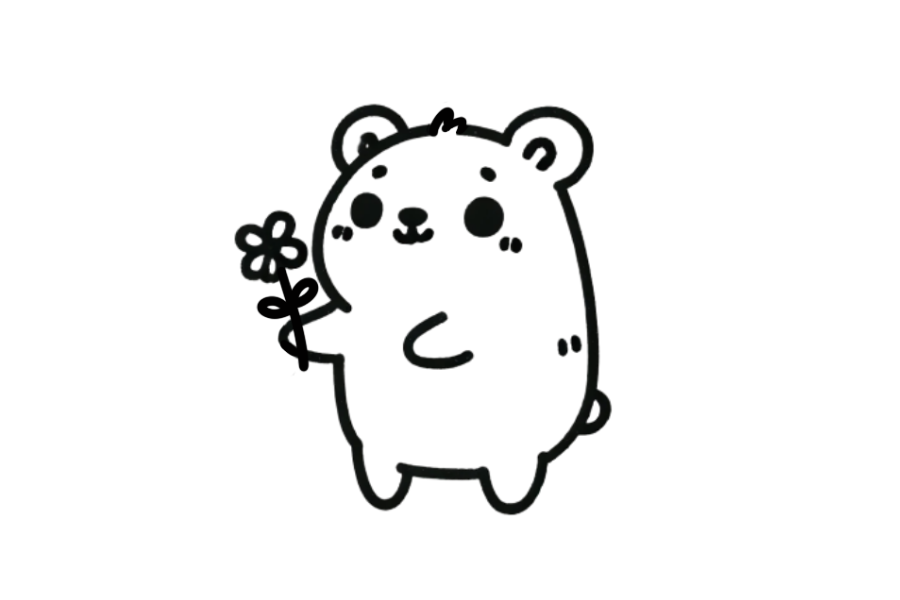 🌸 Easy Cute Hamster Holding Flower Drawing Template