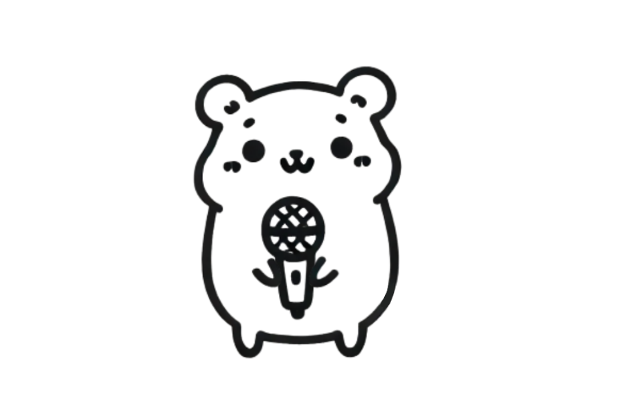 🎤 Easy Cute Hamster Holding Microphone Drawing Template