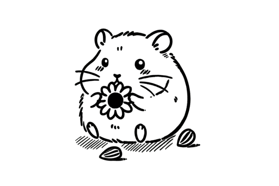 🌻 Easy Cute Hamster Holding Sunflower Drawing Template