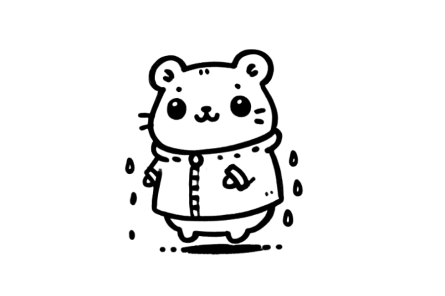 🌧️ Easy Cute Hamster in Raincoat Drawing Template