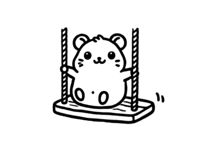 🎠 Easy Cute Hamster on Swing Drawing Template